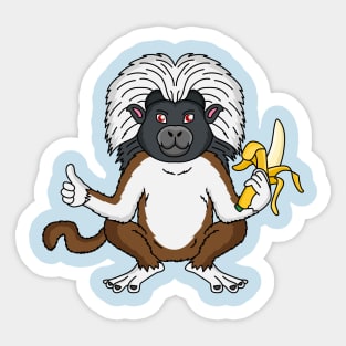 Cotton Top Tamarin monkey cartoon illustration Sticker